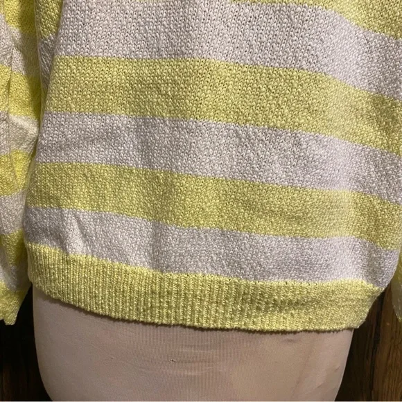 Forever 21 Yellow and White Striped Drop-Sleeve Sweater - Picture 5 of 13